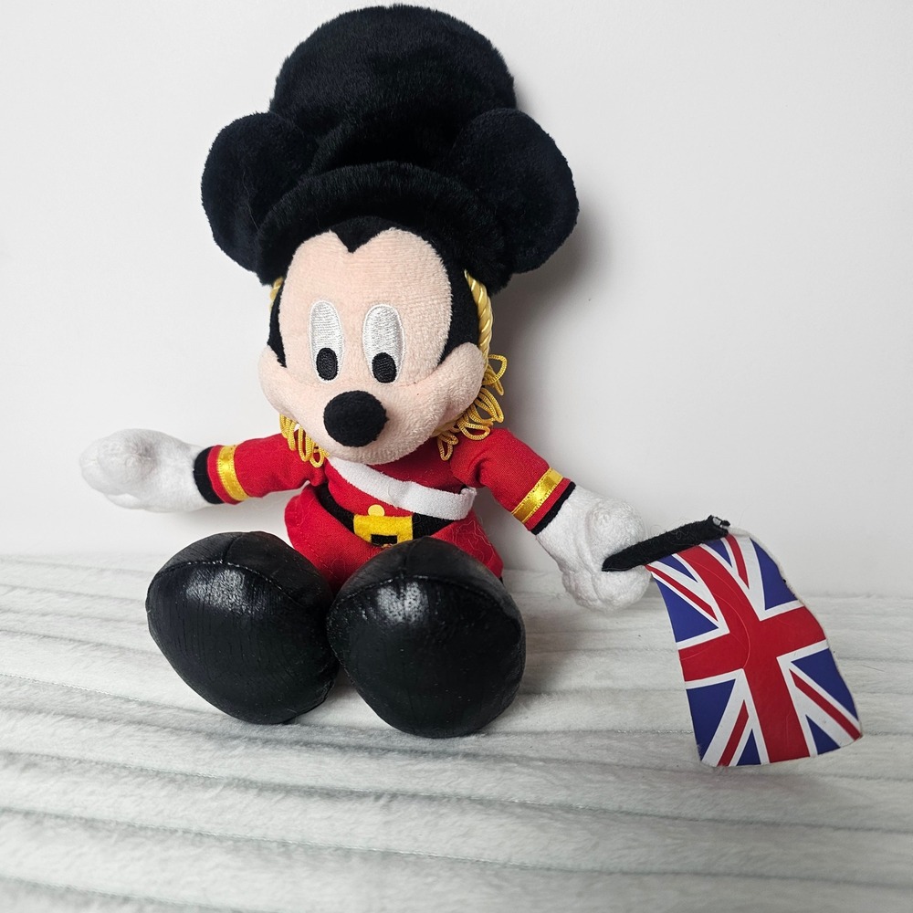 Disney Parks Mickey Mouse Plush Royal Guard Union Jack Flag Epcot UK Souvenir